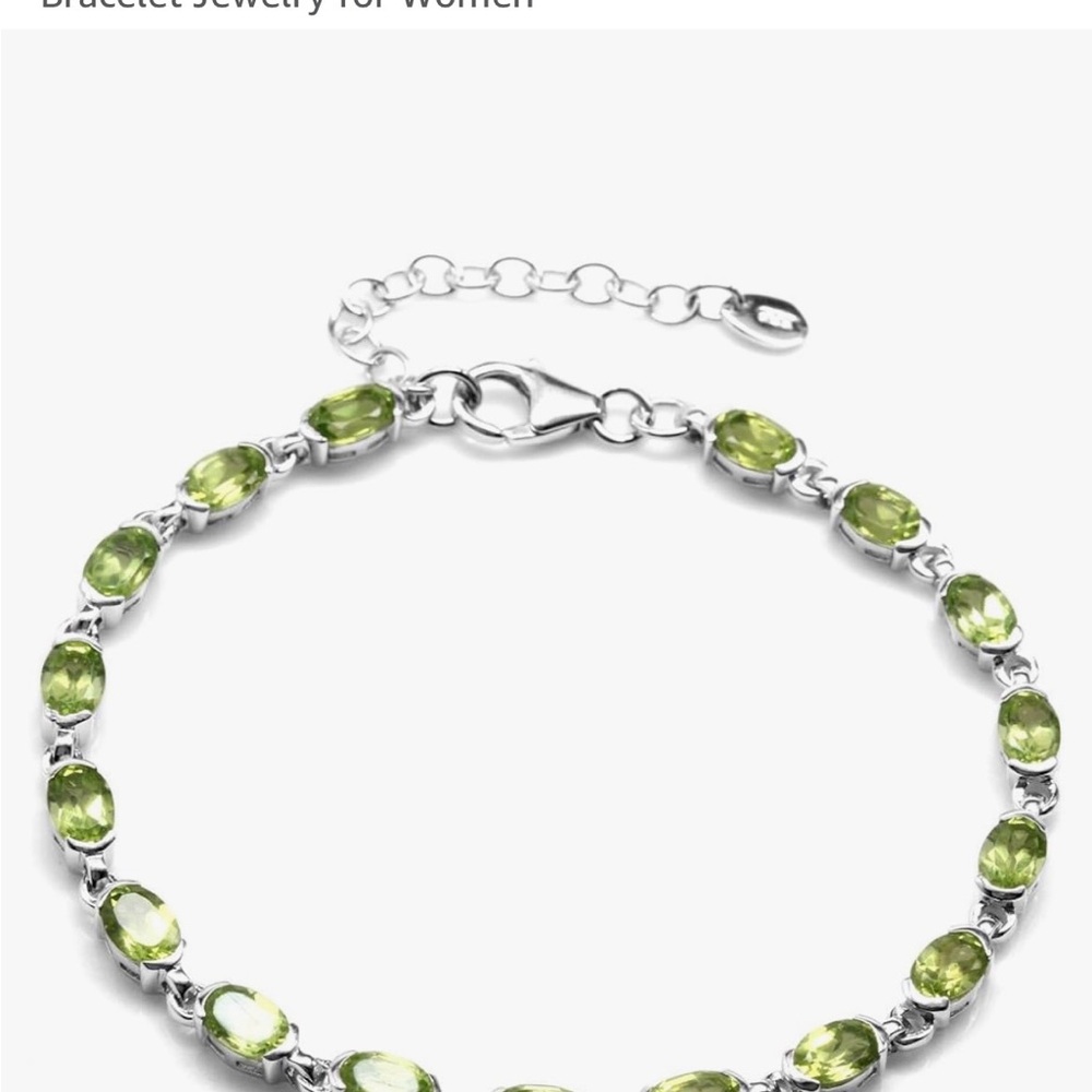 Sterling Silver Green Peridot Link Bracelet